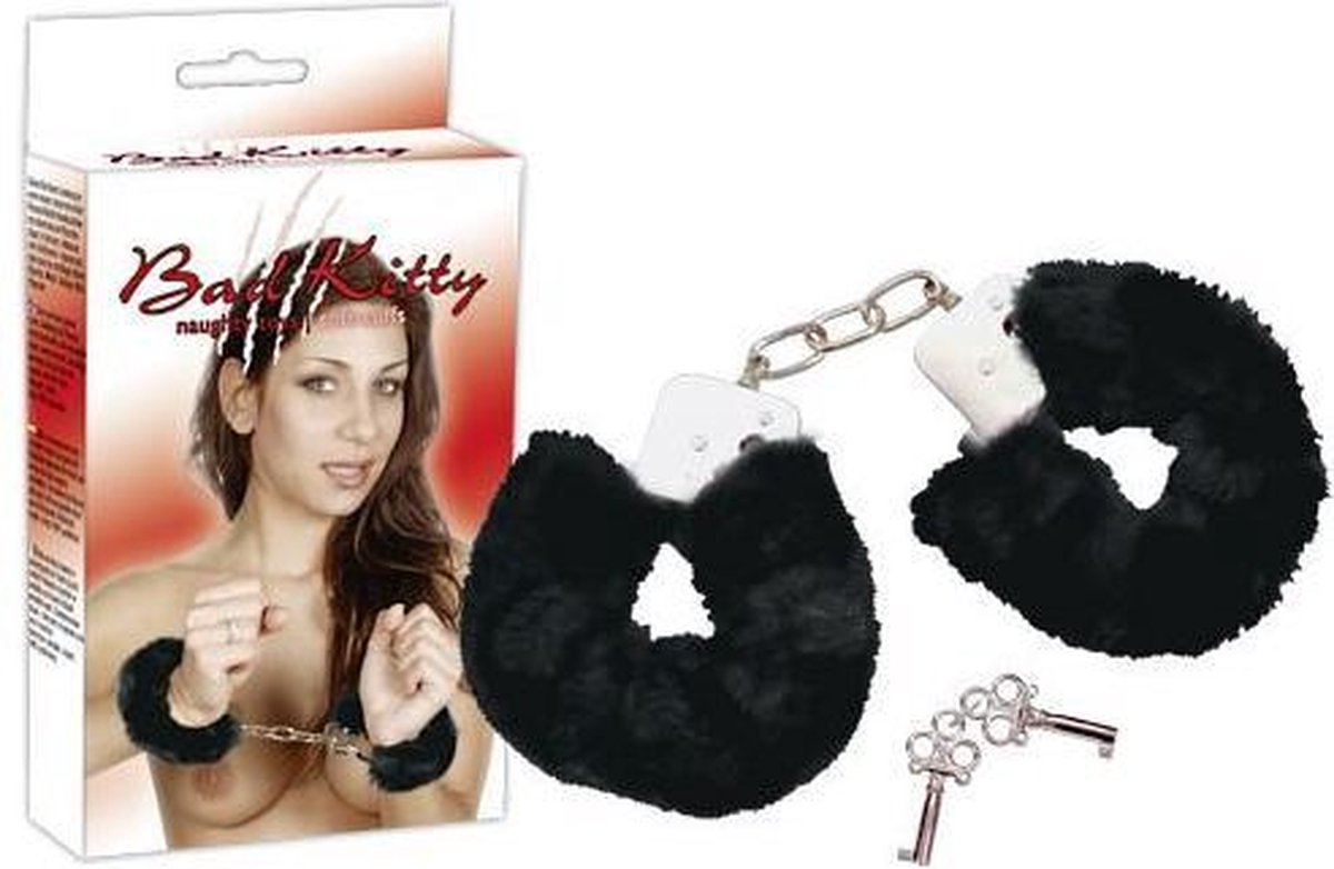 Bad Kitty - Pluche Handboeien voor de Gevoelige Polsen - Zwart