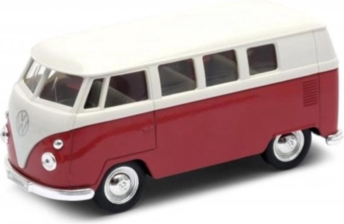 Welly Volkswagen Bus 1963 T1 - schaal 1:32 - Rood/Wit