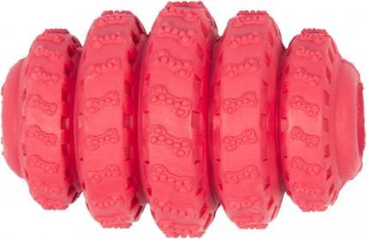Duvo+ Rubber vanille speeltje met snackdispenser Rood ø4cm
