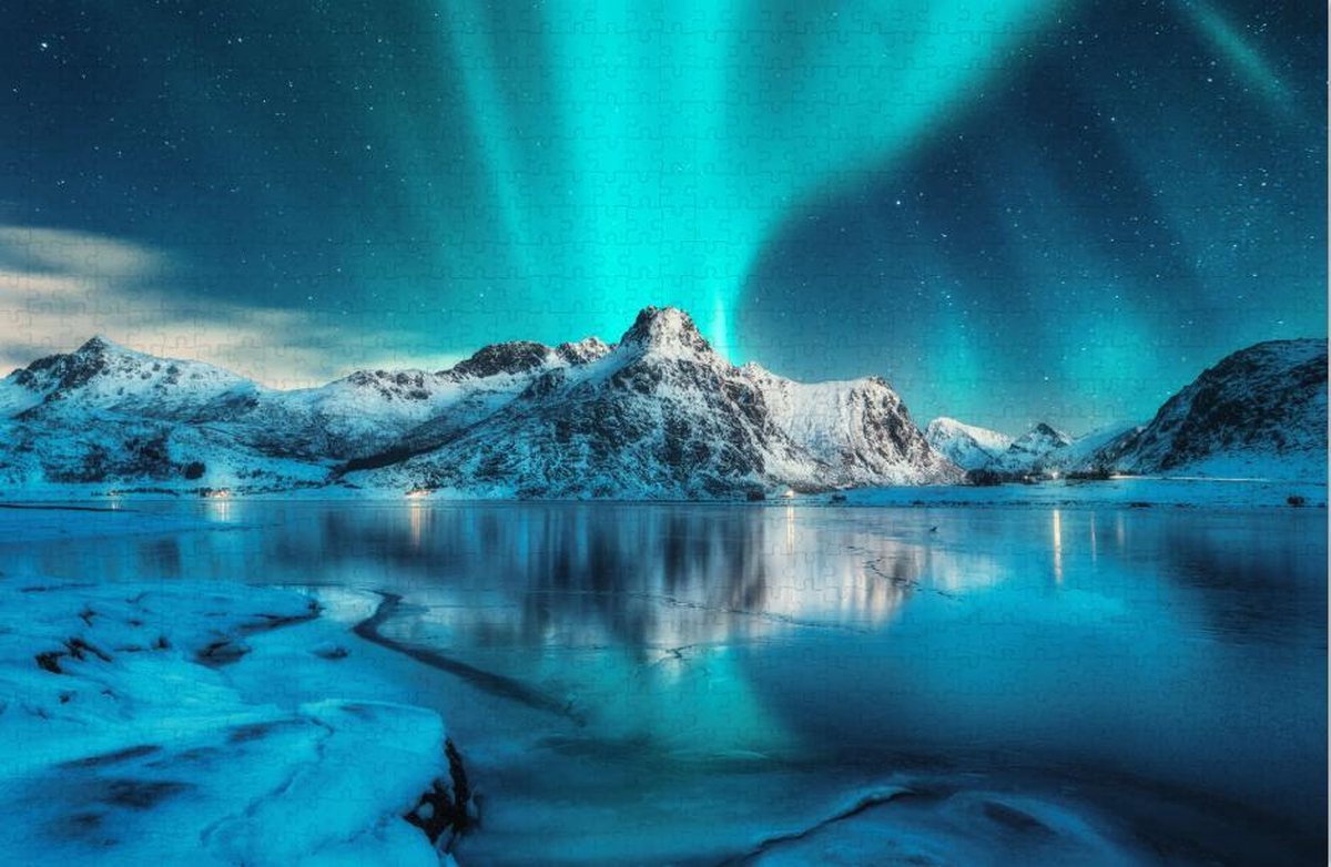 Het Noorderlicht op de Noordpool - Moeilijke Legpuzzel 1000 stukjes | Noordpool - Lapland - Scandinavië - Poollicht