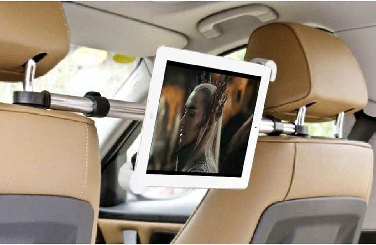 GadgetBay Universele iPad tablethouder voor in de auto hoofdsteunklem - 360 graden draaibaar Aluminium