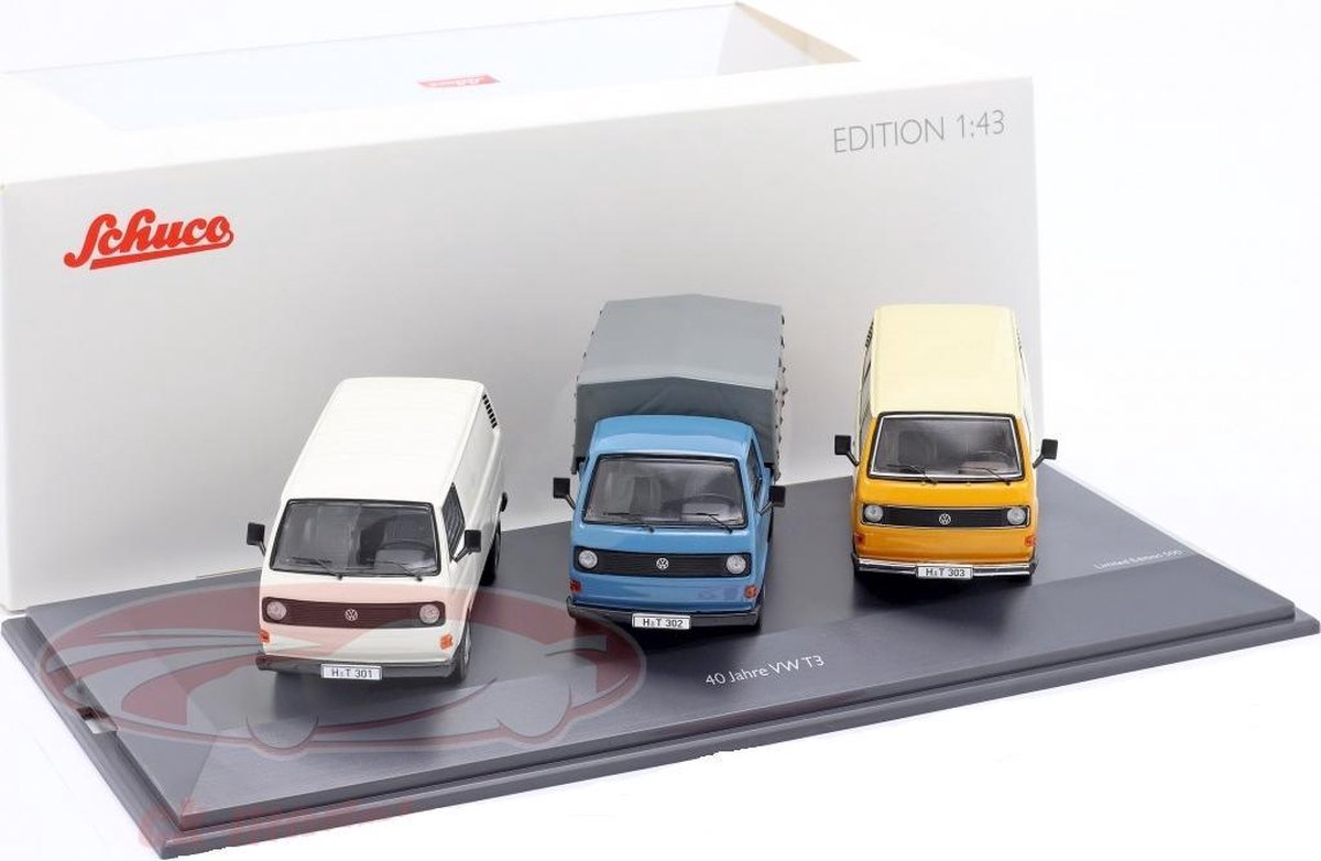 3-Car Set: 40 Years Volkswagen T3 Bus 1:43 Schuco Limited 500 Pieces