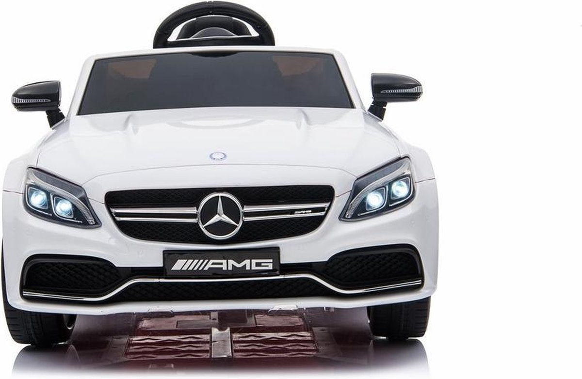 Elektrische Kinderauto Mercedes-Benz C63 AMG Wit 12V Met Afstandsbediening FULL OPTION