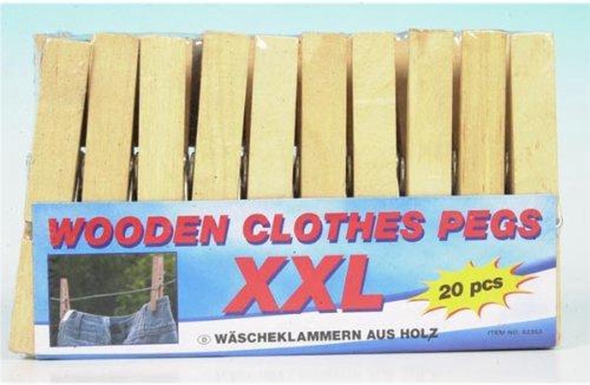 Wasknijper 20 delig xxl hout