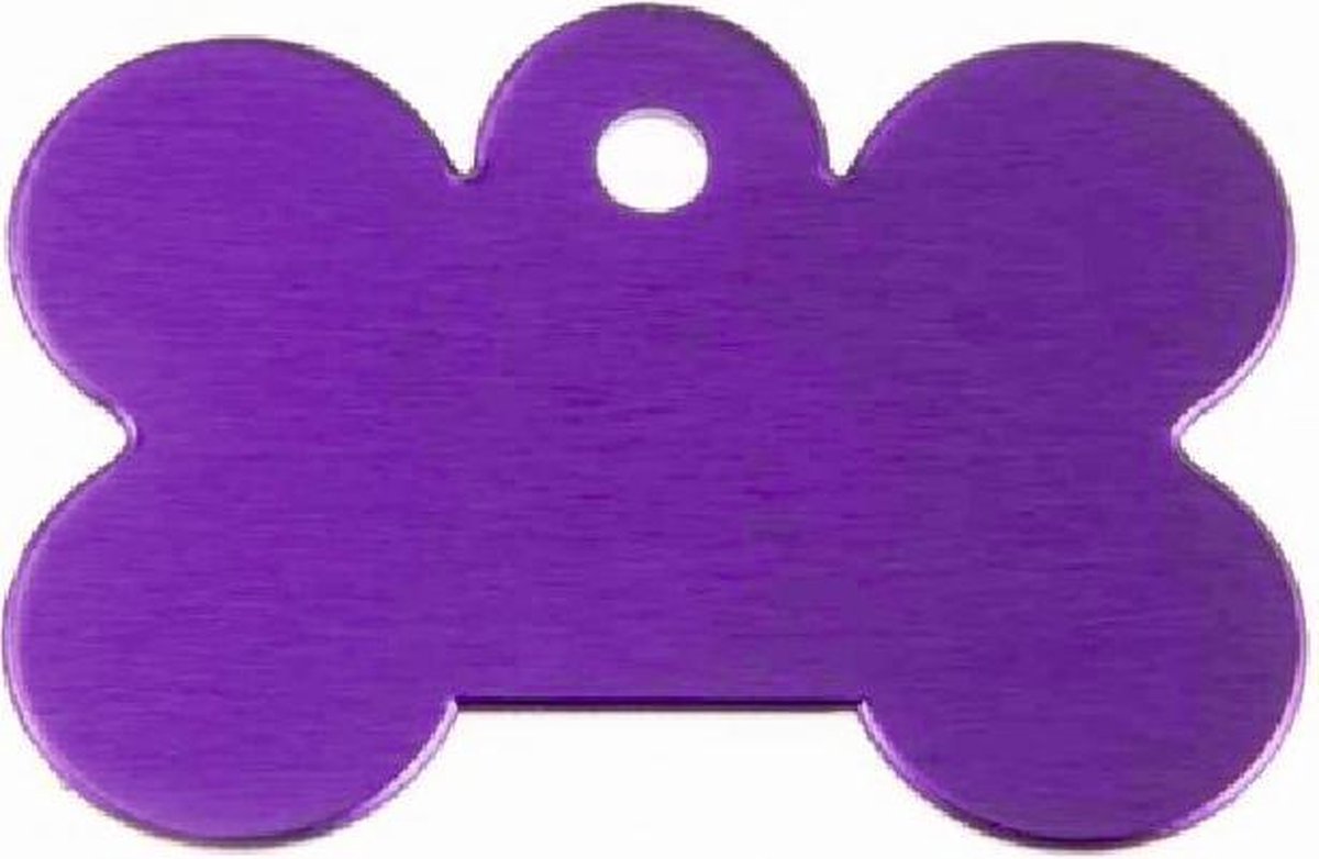 Hondenpenning groot paars | 1 zijde graveren | 40x28 mm