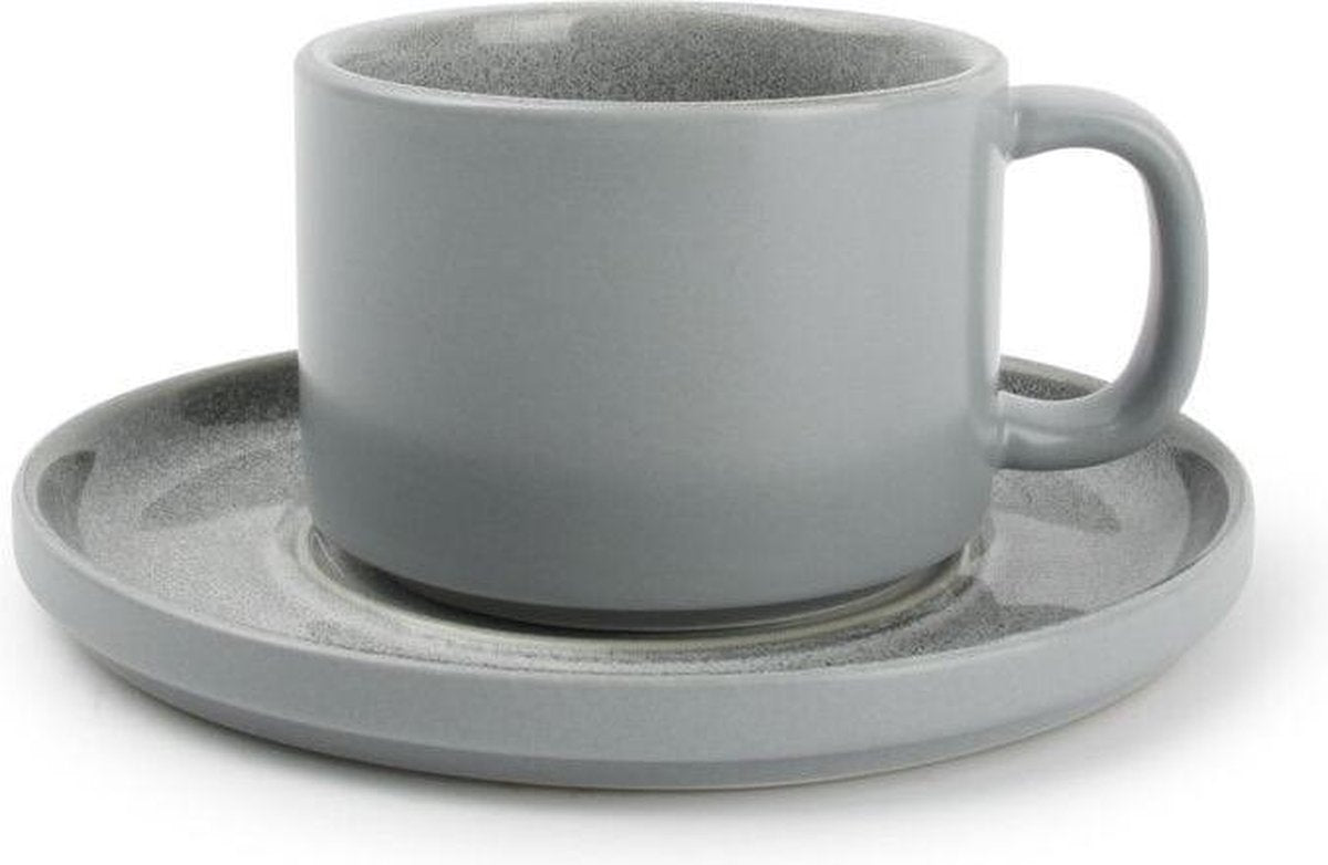 Salt&Pepper Kop 17cl en schotel grijs Lava set/4