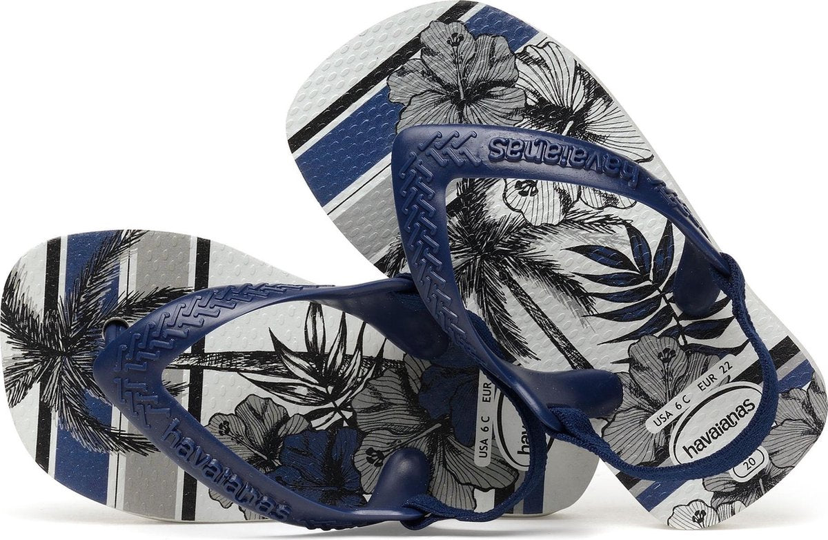 Havaianas Baby Chic II Unisex Slippers - White/Navy Blue - Maat 22