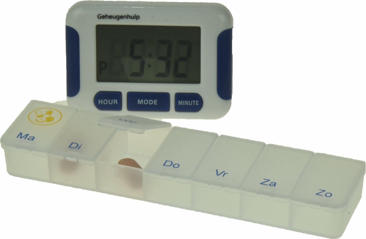 Medicijndoos voor de hele week met medicijnalarm