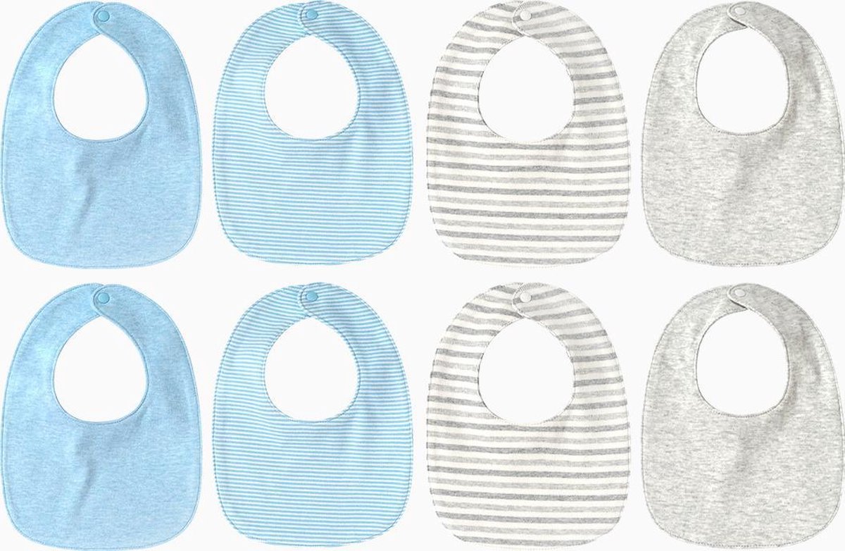 8-pack - Baby slabbetjes (0-2 jaar) - blauw - kwijl slabbetjes - tweelaags katoen