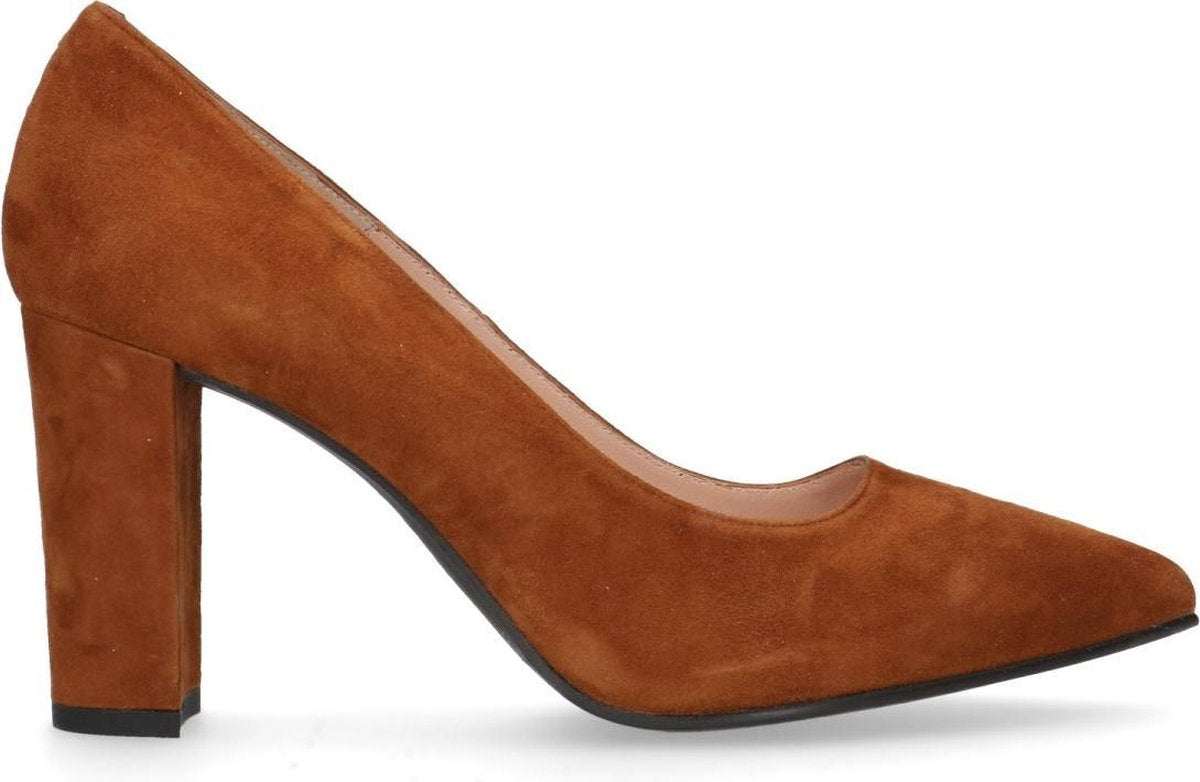 Manfield - Dames - Cognac suède pumps - Maat 40