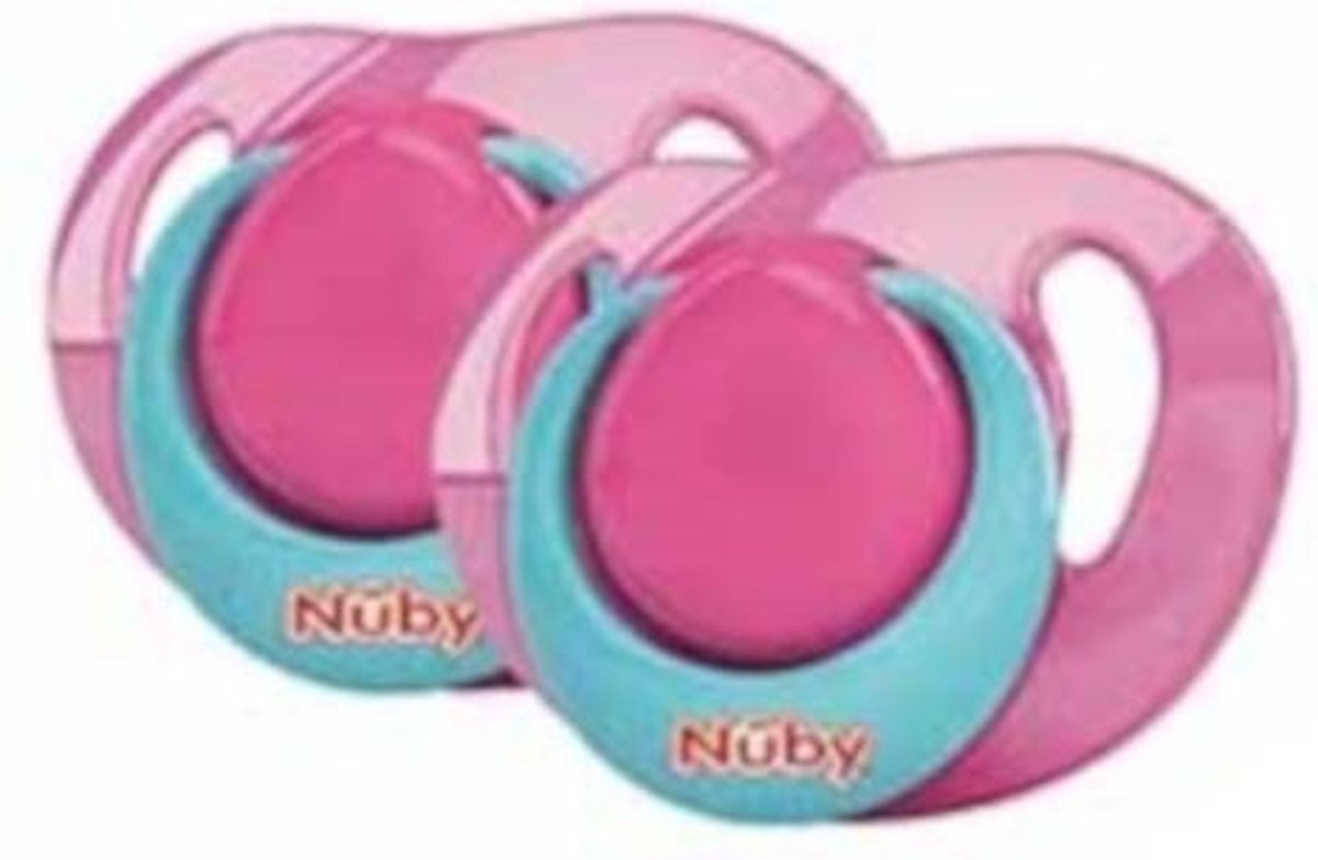 Nuby Fopspeen Orthodontisch 12 Cm Roze/blauw 2 Stuks