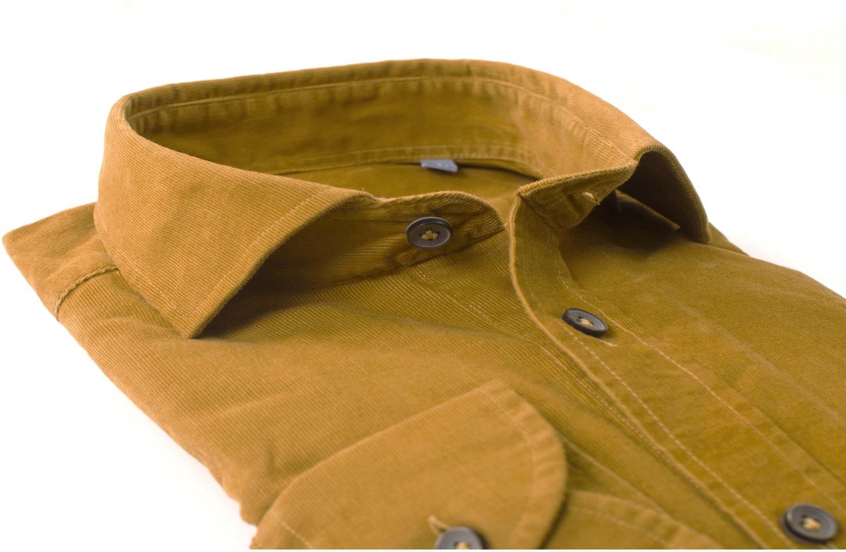 Overhemd corduroy  okergeel - Tailored Fit