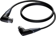 Procab CLA904 gebalanceerde XLR mannelijk - XLR vrouwelijk kabel met haakse connectoren - 1 meter