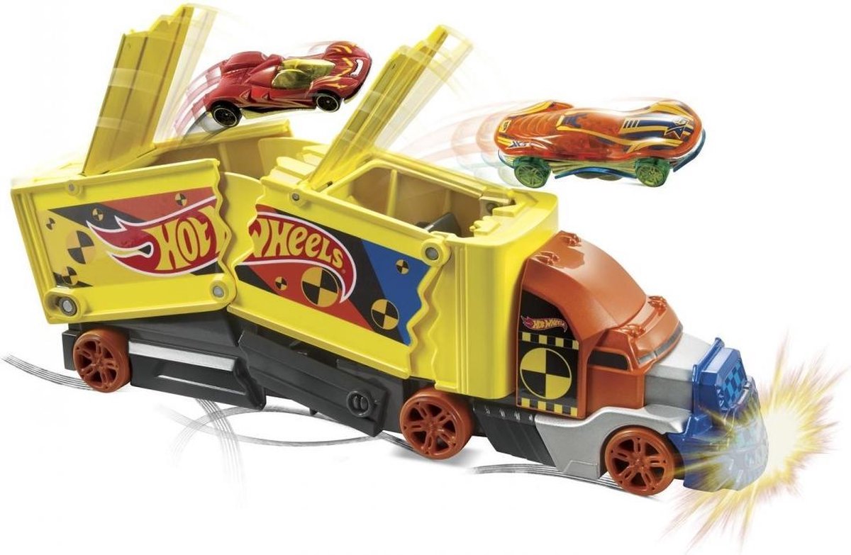 Hot Wheels Stunt Truck + Hot Wheel Auto (32 cm) (Speelgoed voor jongens meisjes kinderen)  - Modelauto - Schaalmodel - Model auto - Miniatuurauto - Miniatuur autos