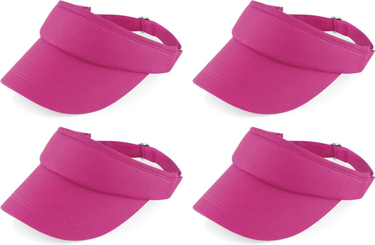 4x stuks fuchsia roze sportieve zonneklep petje voor volwassenen - Katoenen verstelbare roze zonnekleppen