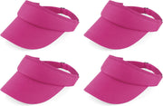 4x stuks fuchsia roze sportieve zonneklep petje voor volwassenen - Katoenen verstelbare roze zonnekleppen