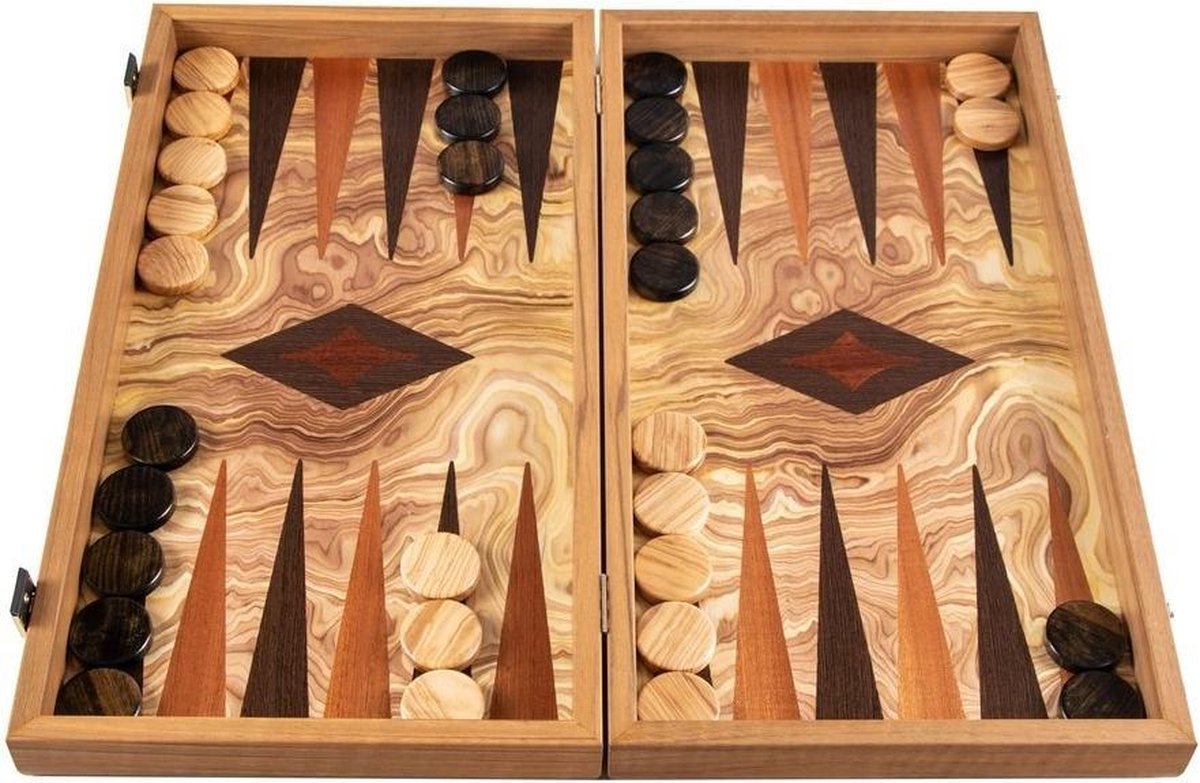 Olijf Backgammon set - Luxe - 48x26cm - Superluxe