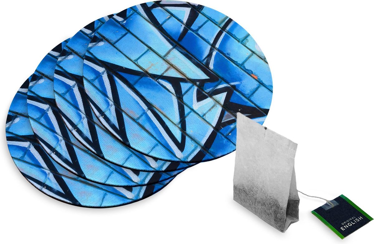 4 Rubberen Onderzetters - Design Graffiti Wall - Rond