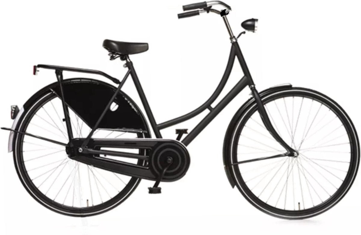 Avalon Oma Export D57cm. Kleur: Mat zwart frame en vork. Uitvoering: remnaaf. Met oa: witte lijn banden