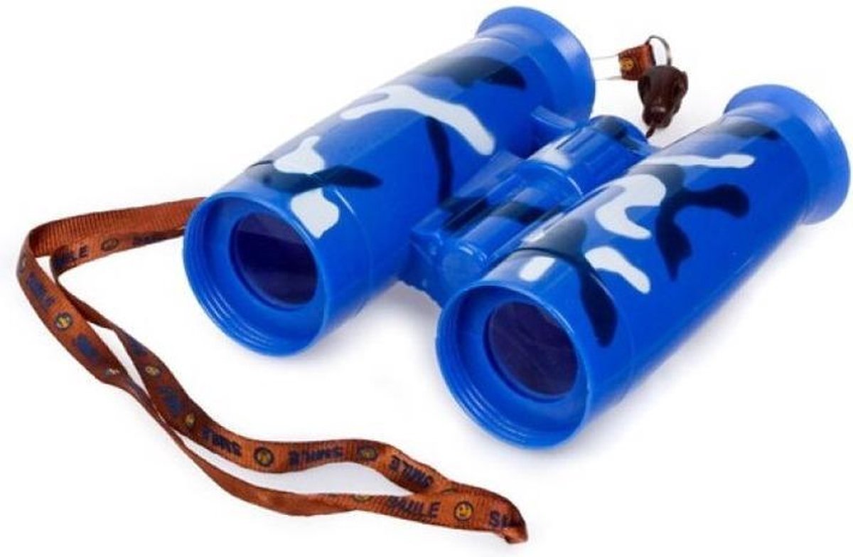 Kinder speelgoed verrekijker blauw voor peuters 11 cm - Safari verkennen - Ontdekkingsreis - Verrekijkers voor kinderen