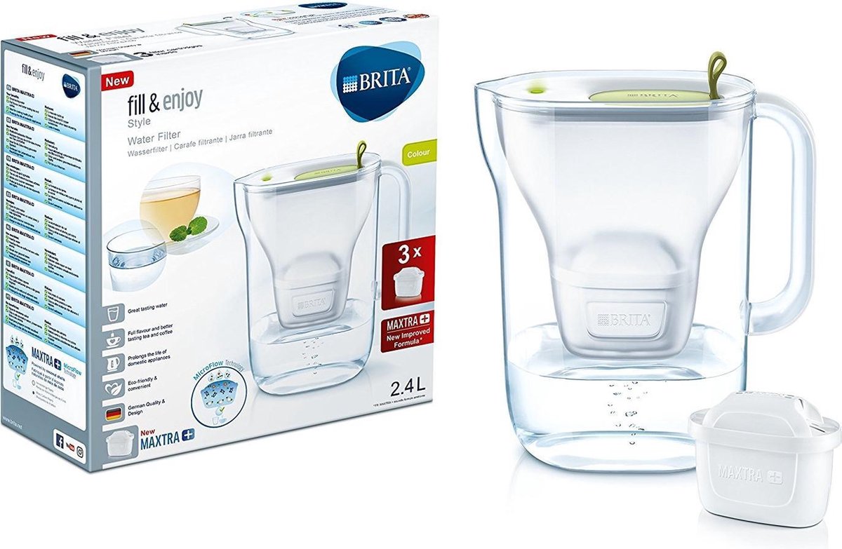 BRITA Waterfilterbundel Style Cool lime + 3 MAXTRA+ filterpatronen