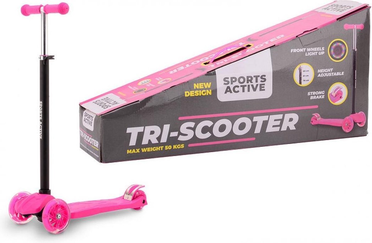 Sports Active 3-wiel Kinderstep 59 X 28 Cm Aluminium Roze/zwart