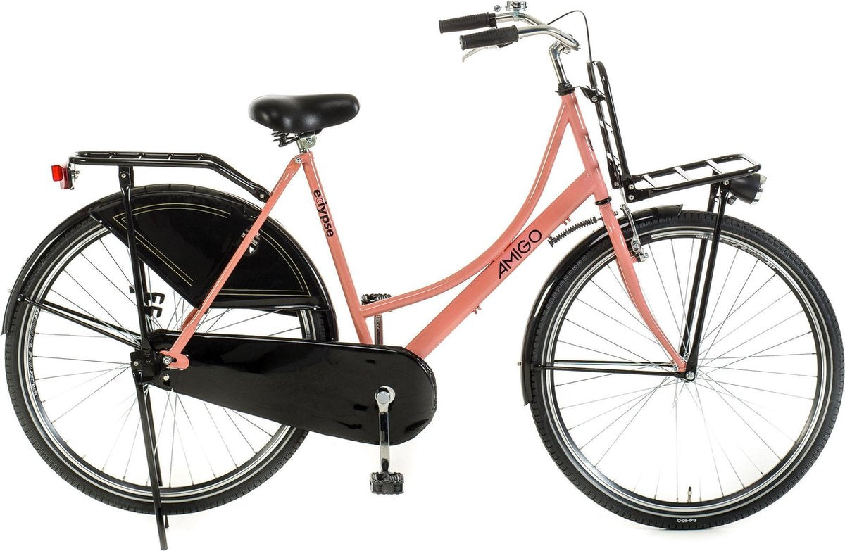 Amigo Eclypse Transportfiets 28 inch -  Omafiets met voordrager - Roze/Zwart