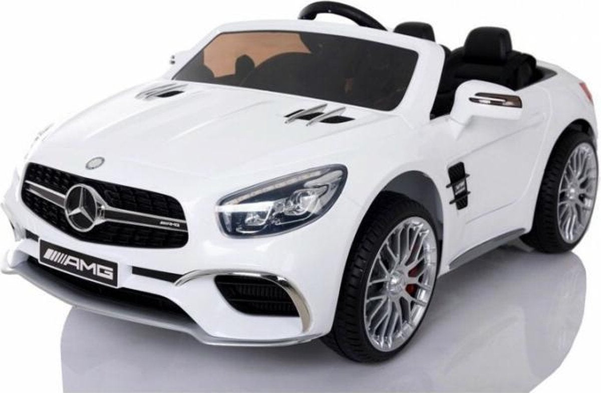 Mercedes-Benz SL65 AMG Elektrische Kinderauto 12v - Wit  - Afstand Bestuurbaar - Muziek Module - Kunst Lederen Stoelen - Rubberen banden