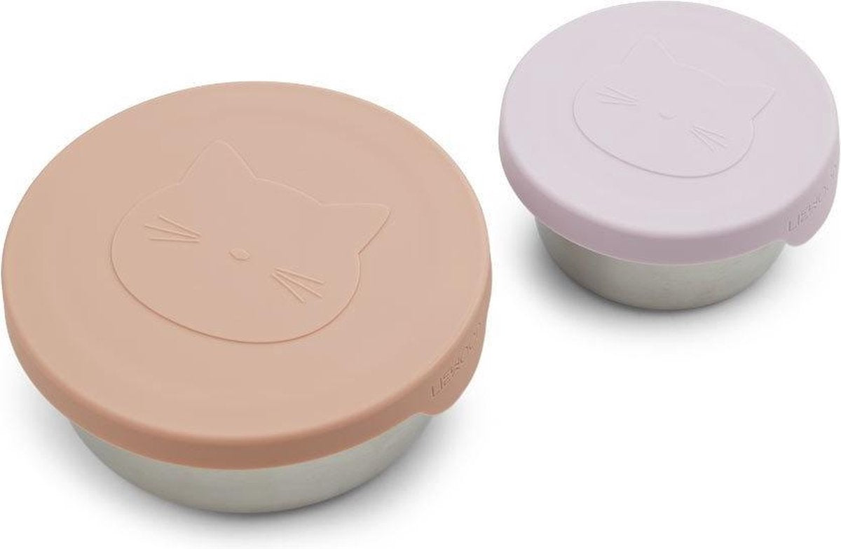 Silicone Snackboxen Fiby Snack Box 2-Set Cat Rose Mix | Liewood