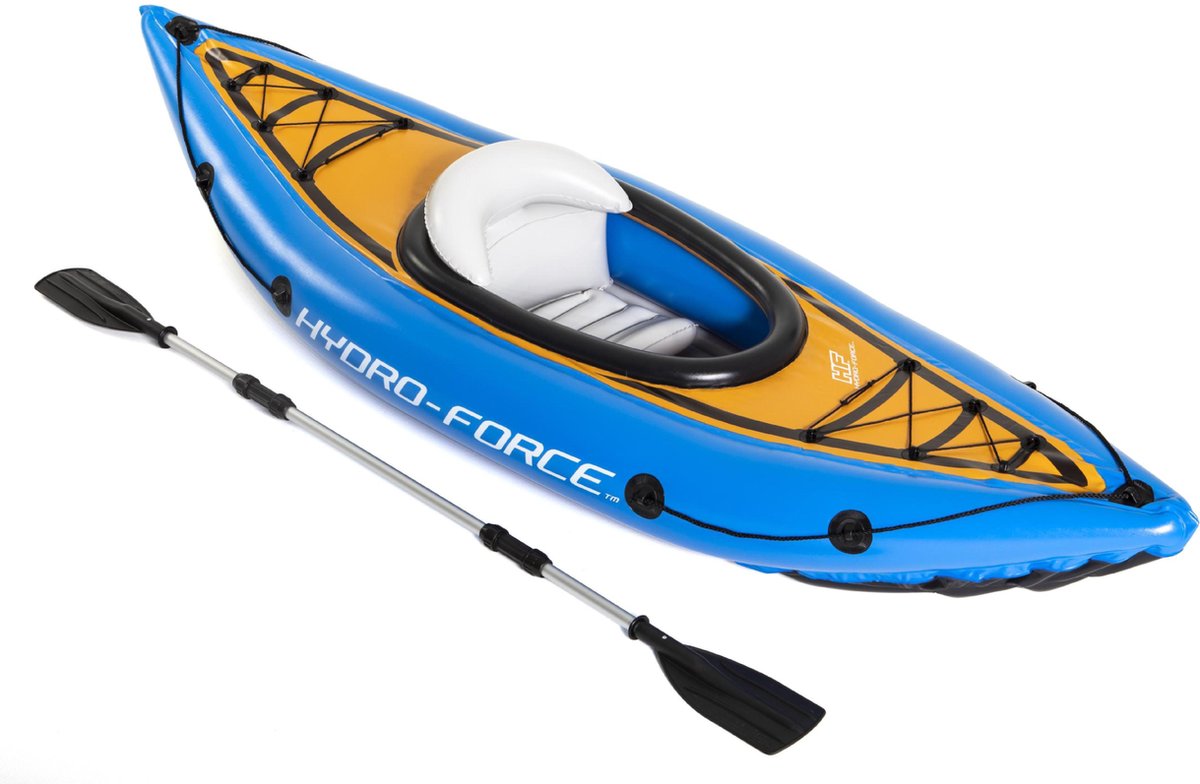 Bestway Hydro Force Cove Champion Kayak - Opblaasbaar - 1-Persoons - met Pomp en Peddel - Blauw
