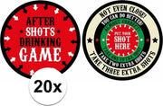 Drankspel After shots op bierviltje 20x - Plaats je shotglas in de bullseye - Drink/drankspellen - Studentenspellen
