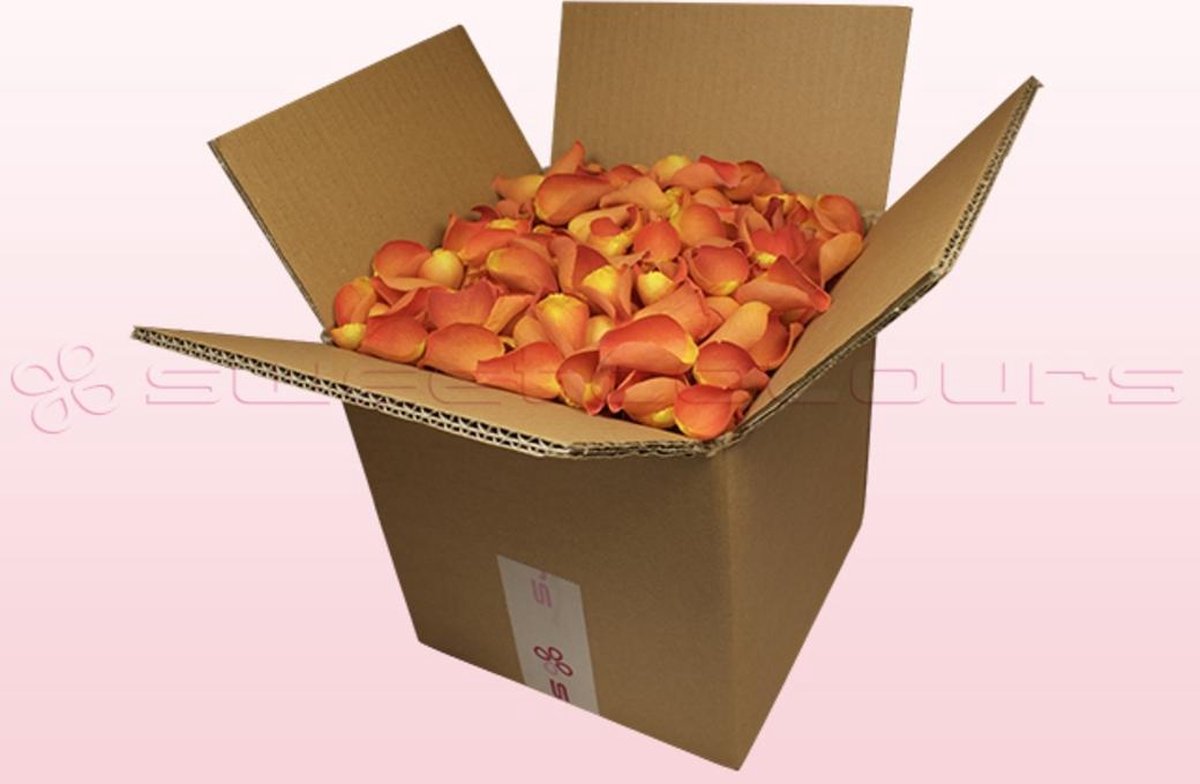 Echte rozenblaadjes - Kleur Donker Oranje -  8 liter doos - 100% natuurlijk