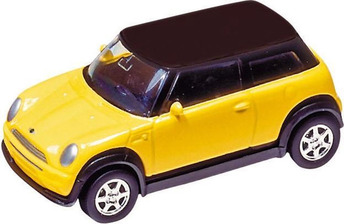 Welly Metalen mini cooper: geel 7 cm