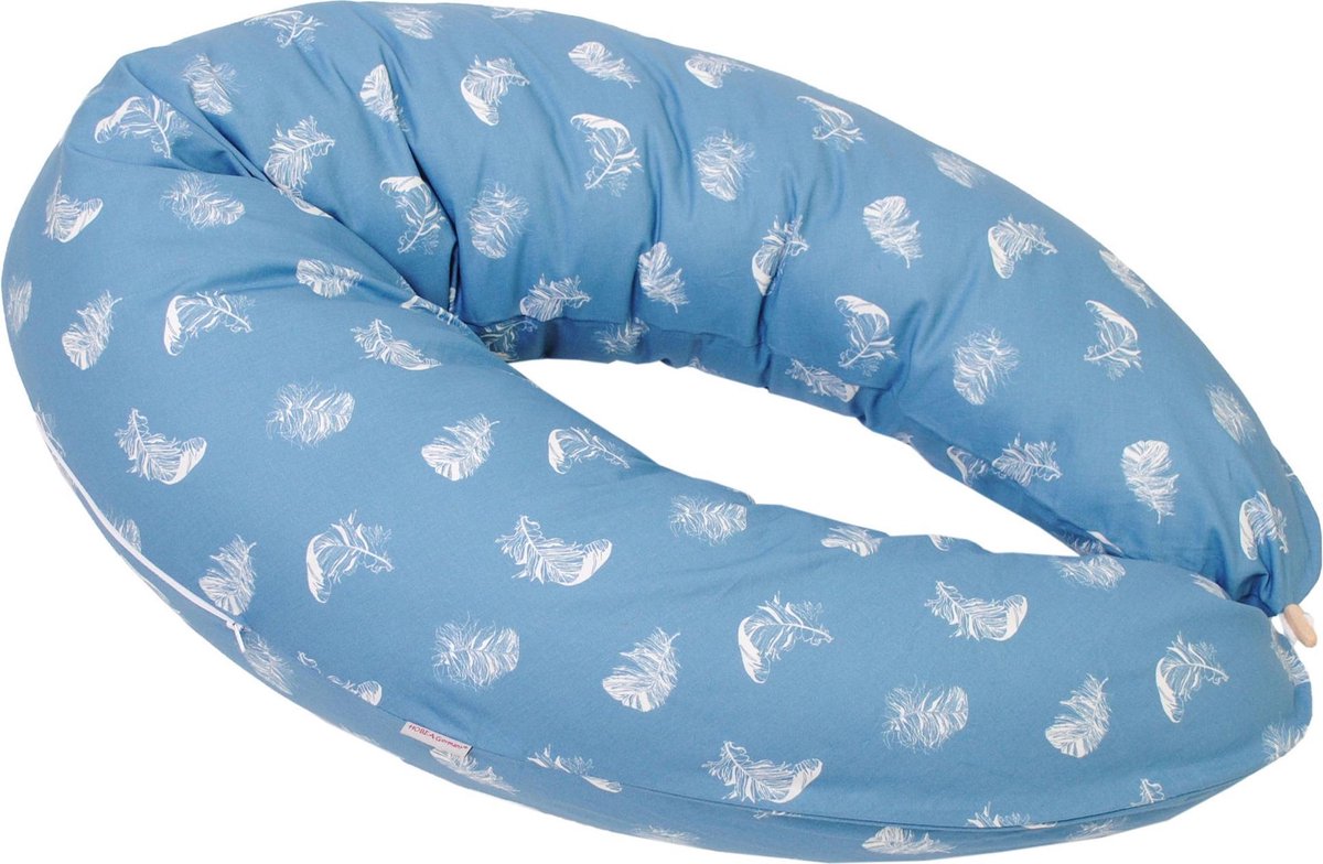 Hobea Voedingskussen en zwangerschapskussen veertjes blauw
