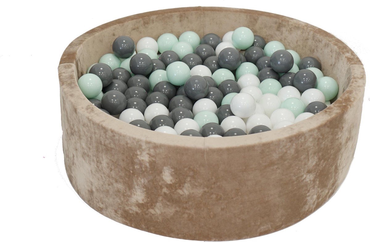 Velvet Ballenbak Goud 90x40 met 250 ballen Grafiet Zwart