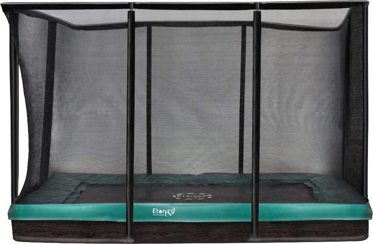 Etan Premium Gold Trampoline Inground met net - 310 x 232 cm / 1075 ft - incl. Veiligheidsnet - UV-bestendig Randkussen - Groen - Rechthoekig