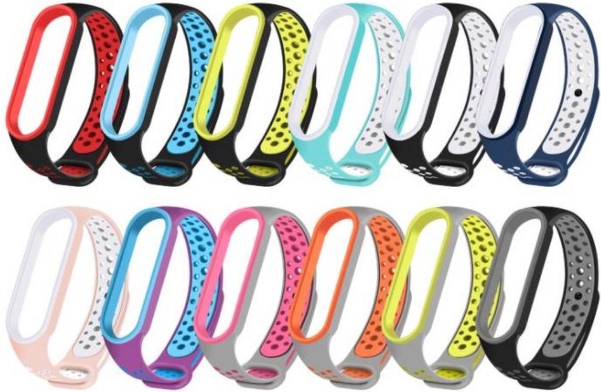 5 stuks Siliconen Sportriemen voor Mi Band 5 - Siliconen Band voor Fitnesstracker - Ademende Polsband voor Mi-band 5- Veelkleurig