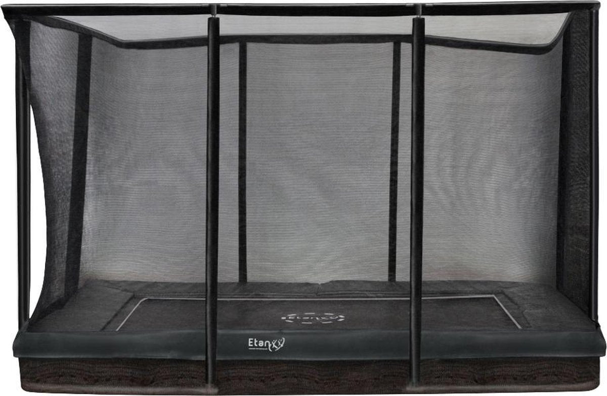 Etan Premium Gold Trampoline Inground met net - 281 x 201 cm / 0965 ft - incl. Veiligheidsnet - UV-bestendig Randkussen - Grijs - Rechthoekig