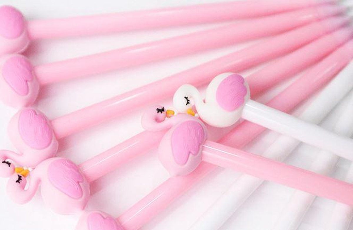2 stuks Flamingo gelpennen wit en roze 0