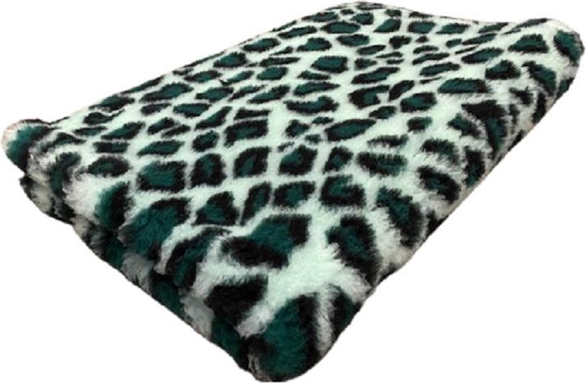 2 Stuks - Vetbed - Dierenmat - Dierenkleed - Puppykleed - Benchmat - Luipaard Groen Latex Anti Slip 75 x 50 cm - Machine wasbaar