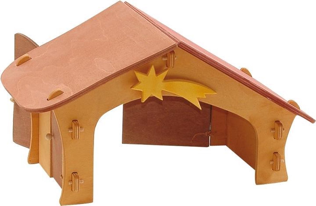 Nativity Stable with Star and Bird Perch