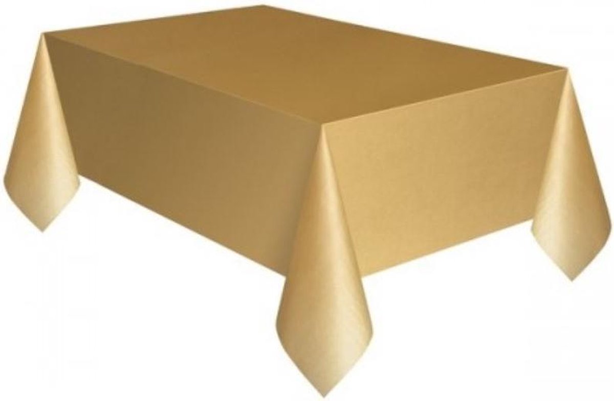 Tafelkleed Plastic Goud XL 137x274cm  Let op dit is dun plastic geen tafelzeil