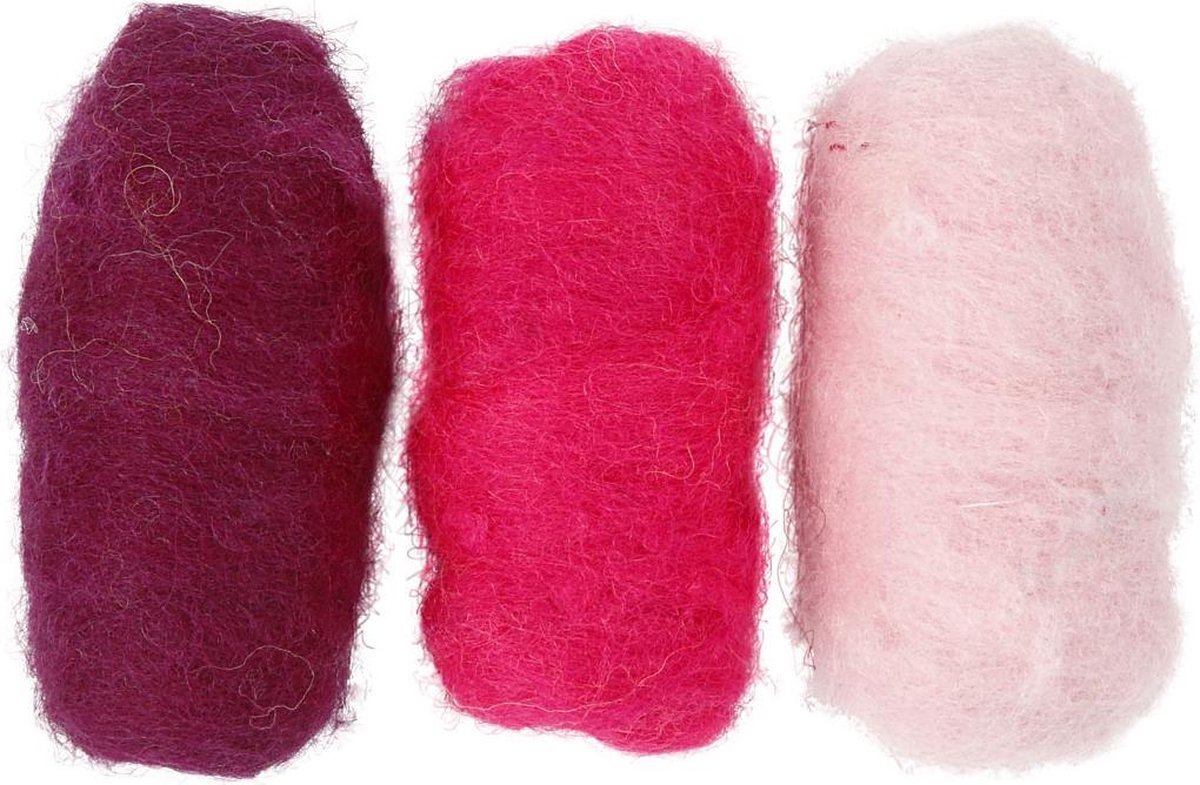 Colortime Gekaarde Wol Roze 10 Gram 3 Stuks