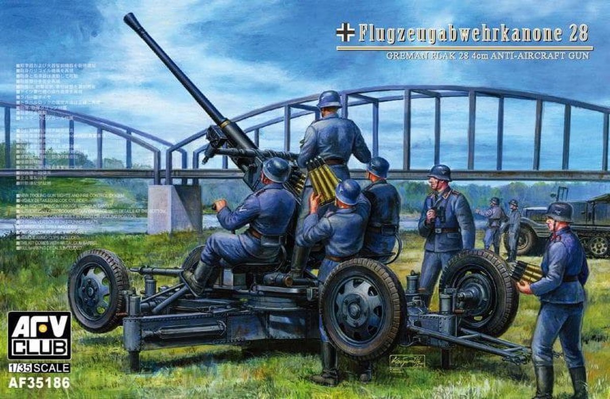 AFV-Club Flak 28 4cm AA Gun (Bofors German Type) + Ammo by Mig lijm