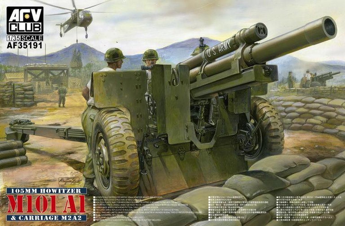 AFV-Club 105mm Howitzer M101A1 & Carriage M2A2 + Ammo by Mig lijm