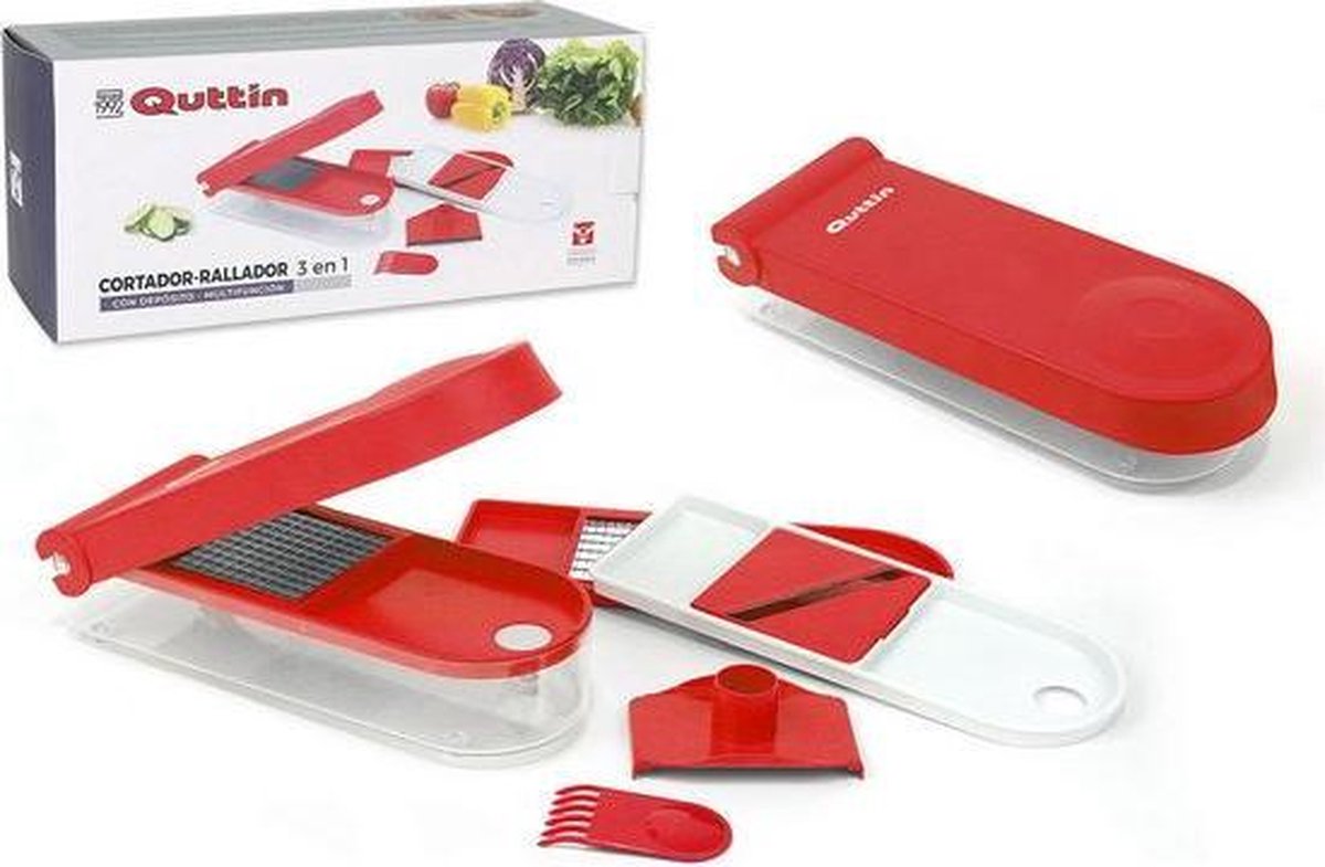 Groentesnijder en -rasp met Opvangbak Quttin Wit Rood (10 X 27 x 5
