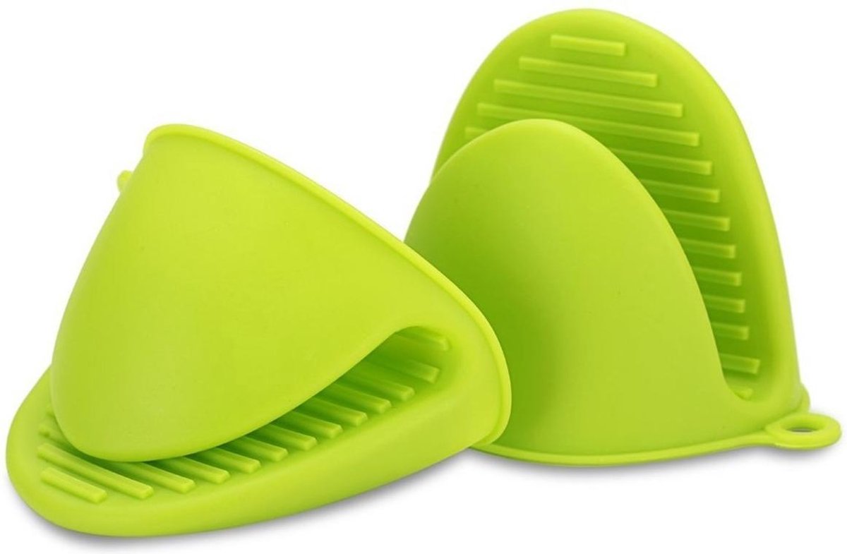 2 sets - Siliconen wanten (4 stuks). handschoen Keuken Antislip BBQ Handschoen. Set van 2 - Groen - Heble - dagaanbieding - aanbiedingen