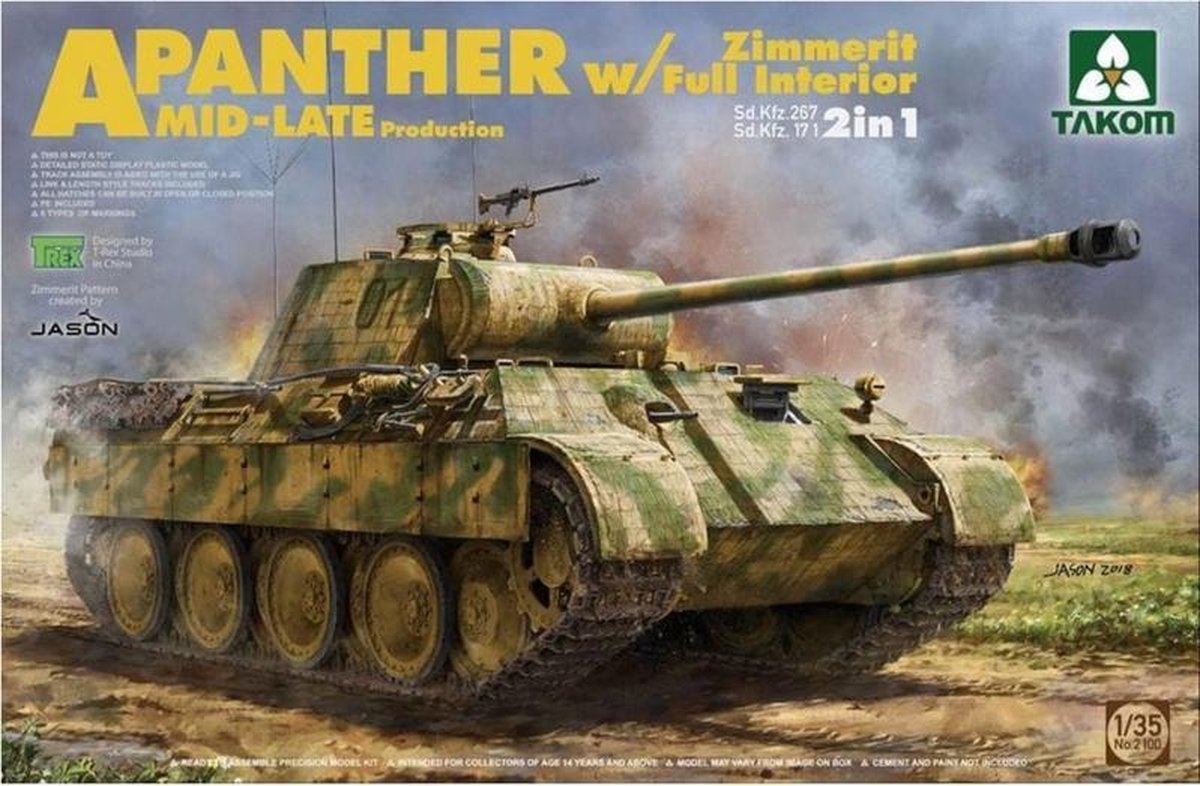 Takom | 2100 | Panther Ausf.A mid-late | w/Full interior | w/Zimmerit | 1:35