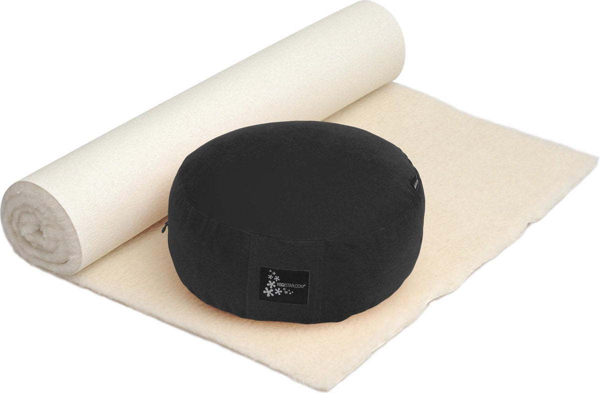 Yogistar Yoga-Set Comfort Edition - Meditation natur 75 x 200 cm black