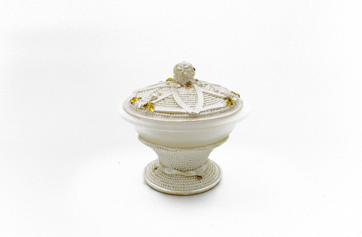 Polyresin Suikerpot - Wit Met Goud - Ø14cm